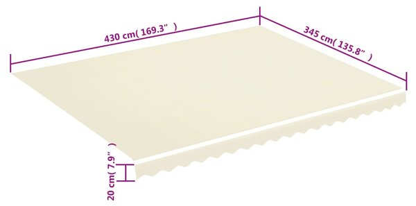 Krémszínű csere napellenző ponyva 4,5 x 3,5 m