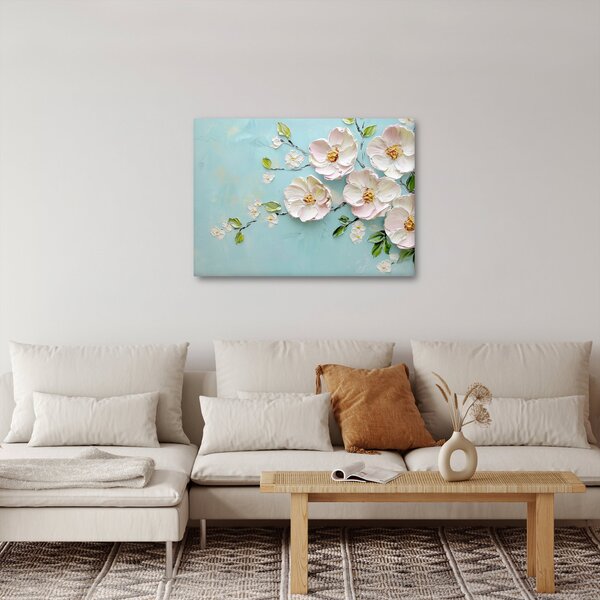 Kép - Virágok kék háttéren (70x50 cm)