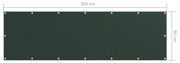 Sötétzöld oxford-szövet erkélynapellenző 90 x 300 cm