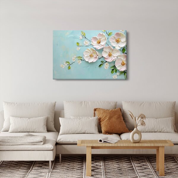 Kép - Virágok kék háttéren (90x60 cm)