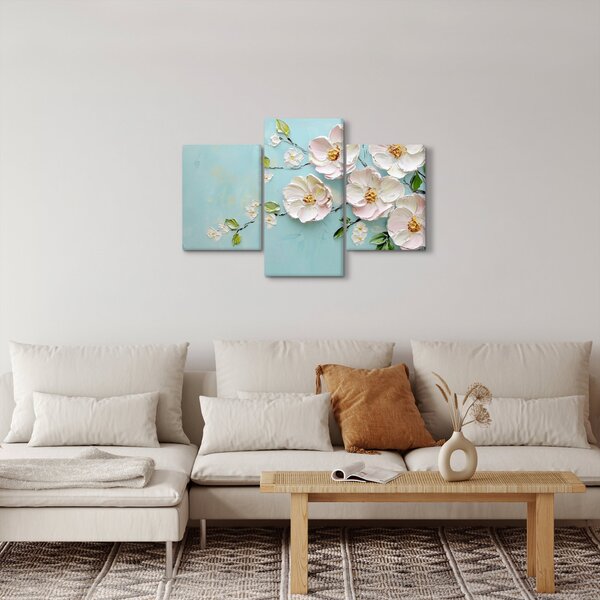 Kép - Virágok kék háttéren (90x60 cm)