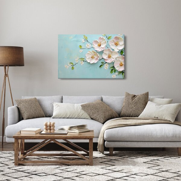 Kép - Virágok kék háttéren (90x60 cm)