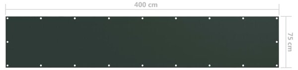 Sötétzöld oxford-szövet erkélynapellenző 75 x 400 cm