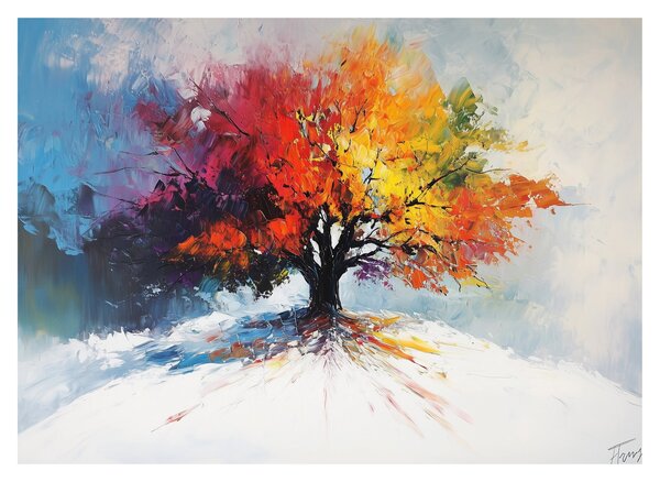 Üveg kép - Színes fa (70x50 cm)