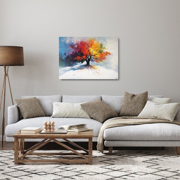 Üveg kép - Színes fa (70x50 cm)