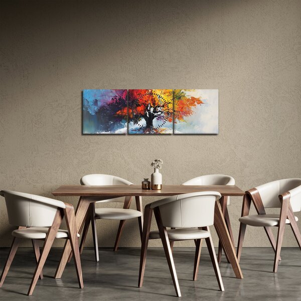 Kép - Színes fa (órával) (90x30 cm)