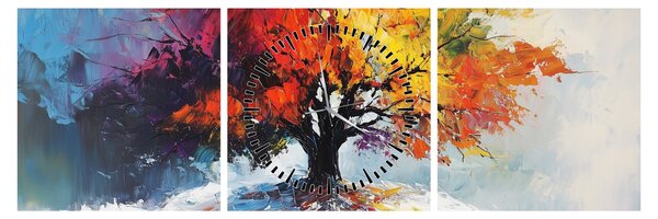Kép - Színes fa (órával) (90x30 cm)