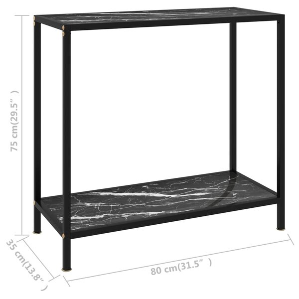 Fekete edzett üveg tálalóasztal 80 x 35 x 75 cm