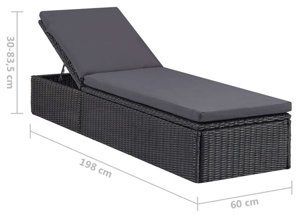 Sötétszürke polyrattan napozóágy