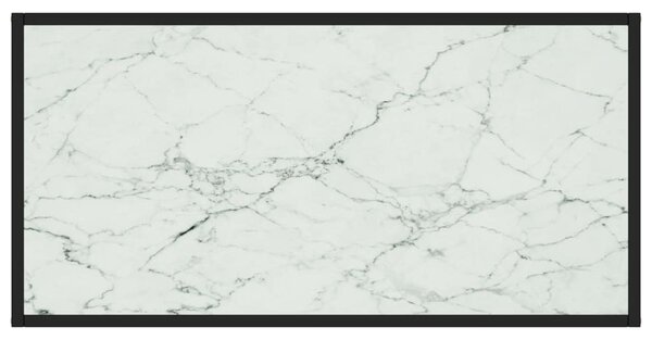 Fekete dohányzóasztal fehér márvány mintás üveggel 100x50x35 cm