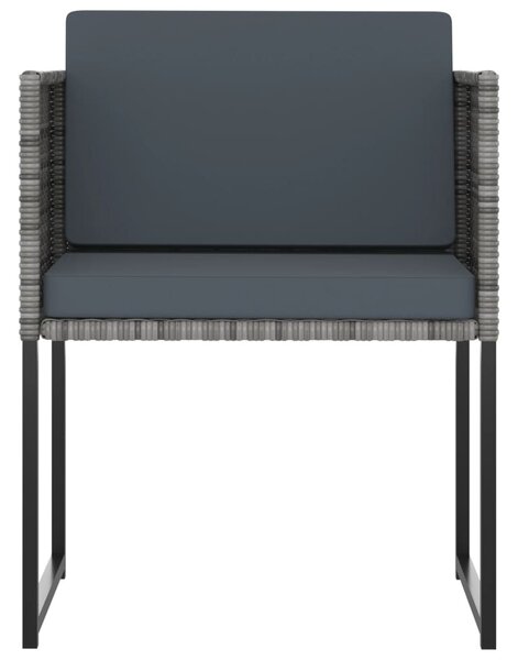 9 részes szürke polyrattan kerti étkezőszett párnákkal