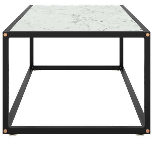 Fekete dohányzóasztal fehér márvány mintás üveggel 100x50x35 cm