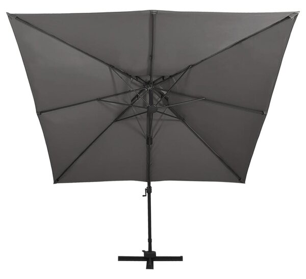 Antracitszürke dupla tetejű konzolos napernyő 300 x 300 cm