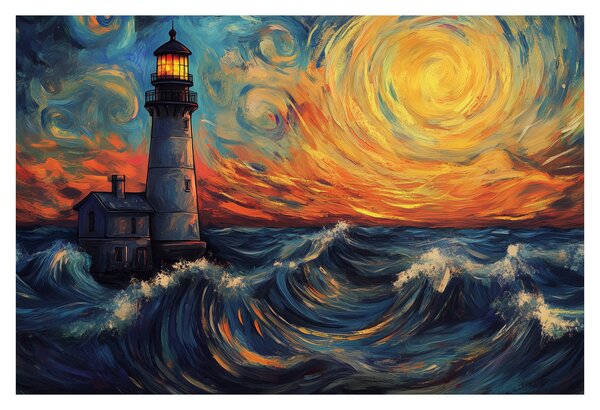 Kép - Világítótorony a hullámokban (90x60 cm)