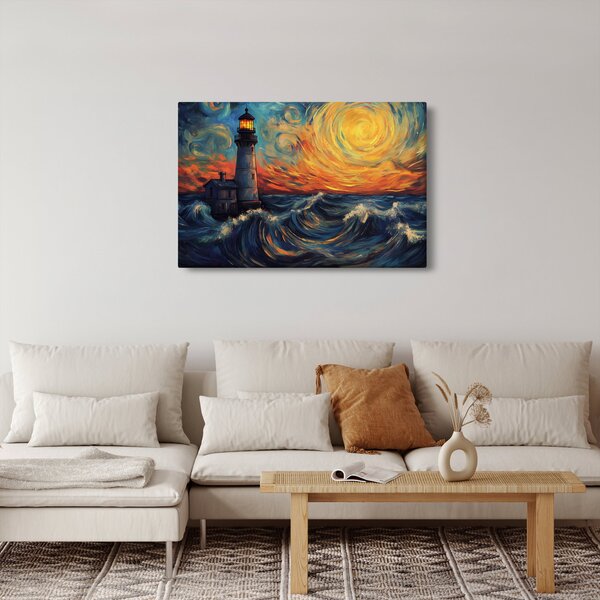 Kép - Világítótorony a hullámokban (90x60 cm)