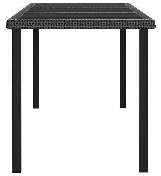 Fekete polyrattan kerti étkezőasztal 180 x 70 x 73 cm