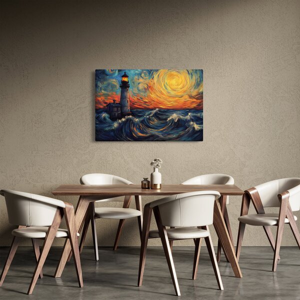 Kép - Világítótorony a hullámokban (90x60 cm)