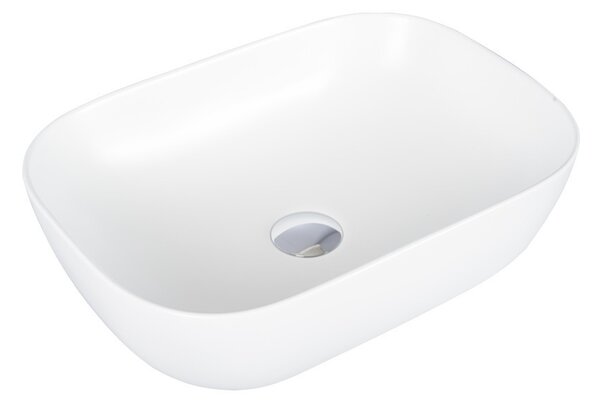 Eros SMILE 3 - PULTRA ültethető - Top Counter - porcelán mosdó - MATT FEHÉR - 46,5 x 32,5 x 13 cm