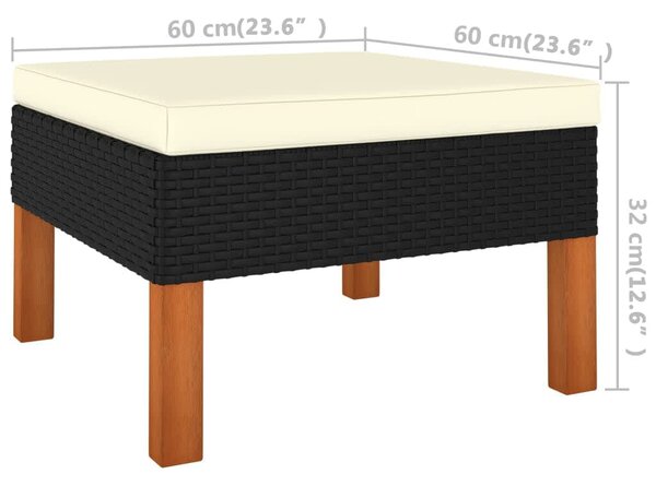 3 részes polyrattan és tömör eukaliptuszfa kerti ülőgarnitúra