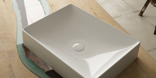 Sanovit SQUARE - PULTRA ültethető - Top Counter - porcelán mosdó - - 50 x 38 cm