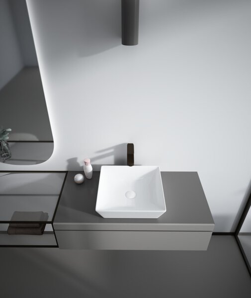 Sanovit DECENTE - PULTRA ültethető - Top Counter - porcelán mosdó - - 40 x 40 cm