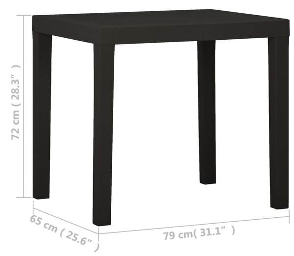 Antracitszürke műanyag kerti asztal 79 x 65 x 72 cm