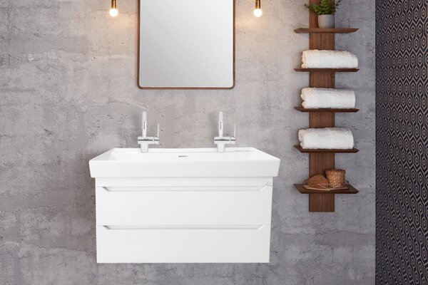 CeraStyle SHARP - porcelán mosdókagyló - DUPLA csaplyukas - 100 x 48 cm