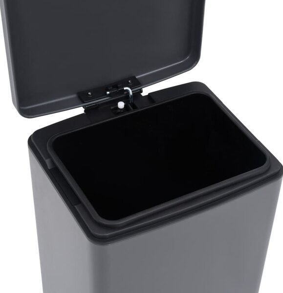 Ujjlenyomat-mentes szürke rozsdamentes acél pedálos szemeteskuka 30 L