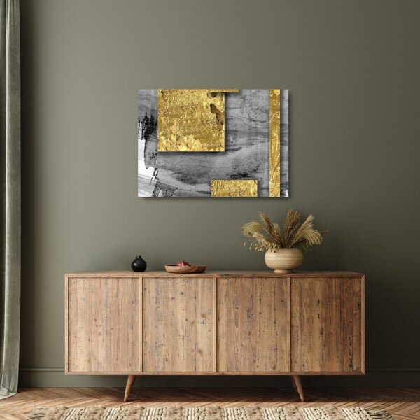 Üveg kép - Arany négyzetek N⁰2 (70x50 cm)