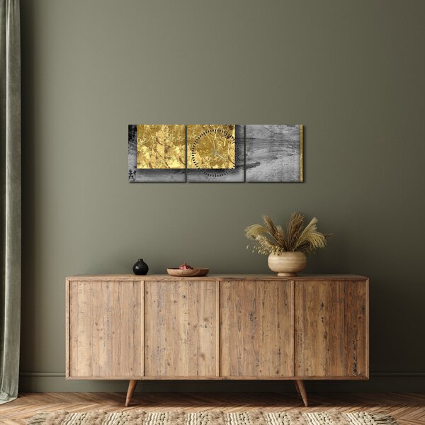 Kép - Arany négyzetek N⁰2 (órával) (90x30 cm)