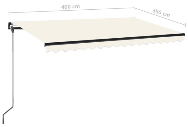 Krémszínű kézzel kihúzható napellenző 400 x 350 cm