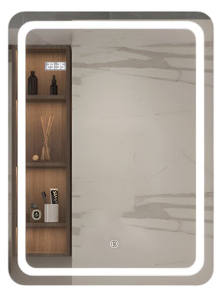 Viva AURA fürdőszoba tükör - érintőkapcsolós - páramenetesítős - órával - LED - ÁLLÓ - 60 x 80 cm