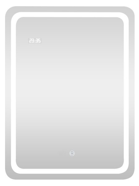 Viva AURA fürdőszoba tükör - érintőkapcsolós - páramenetesítős - órával - LED - ÁLLÓ - 60 x 80 cm