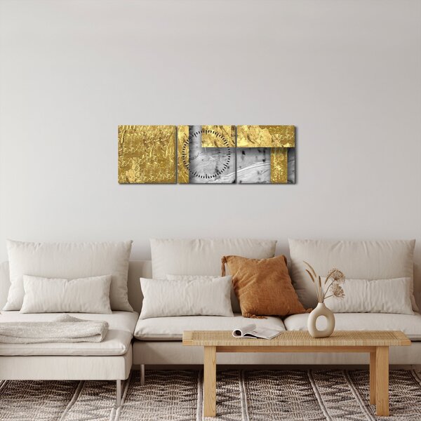 Kép - Arany négyzetek N⁰3 (órával) (90x30 cm)