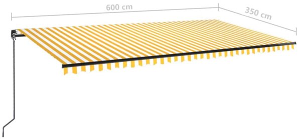 Sárga és fehér kézzel kihúzható napellenző 600 x 350 cm