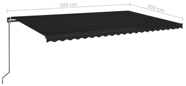 Antracitszürke kézzel kihúzható napellenző 500 x 350 cm