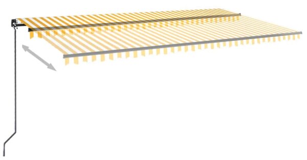 Sárga és fehér kézzel kihúzható napellenző 600 x 350 cm