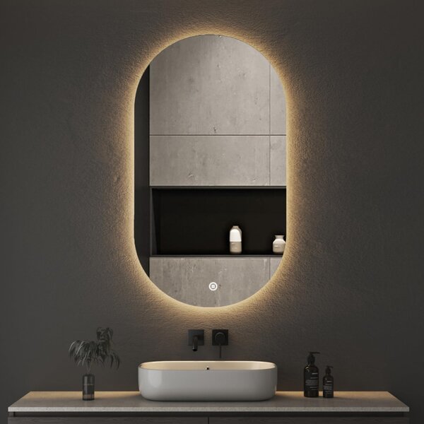 Viva AURA PINO 50 fürdőszoba tükör - érintésmentes - AMBIENT LED - OVÁLIS - ÁLLÓ - 50x90 cm
