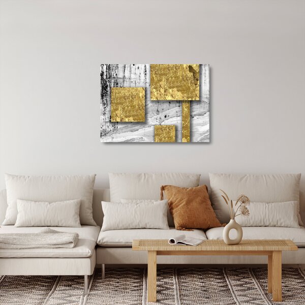 Üveg kép - Arany négyzetek N⁰3 (70x50 cm)