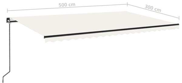 Krémszínű kézzel kihúzható napellenző 500 x 300 cm
