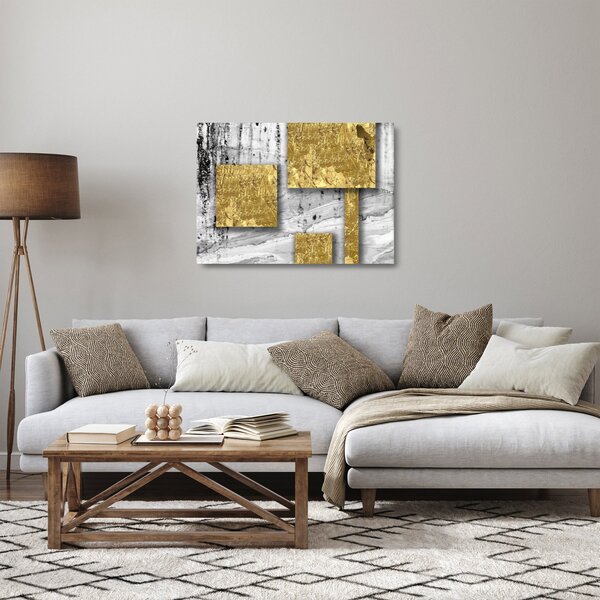 Üveg kép - Arany négyzetek N⁰3 (70x50 cm)
