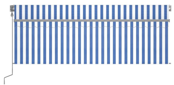 Kék és fehér automata napellenző redőnnyel 4 x 3 m