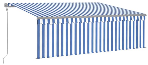 Kék és fehér automata napellenző redőnnyel 4 x 3 m