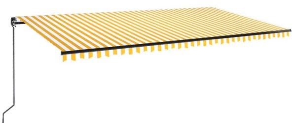 Sárga és fehér kézzel kihúzható napellenző 600 x 350 cm