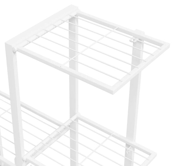 Fehér acél virágtartó állvány kerékkel 94,5 x 25 x 92,5 cm
