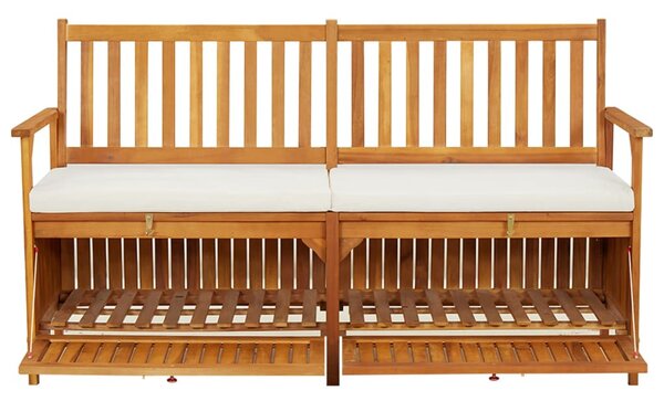 Tömör akácfa tárolópad párnával 148 cm