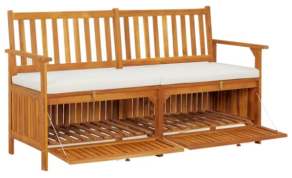 Tömör akácfa tárolópad párnával 148 cm