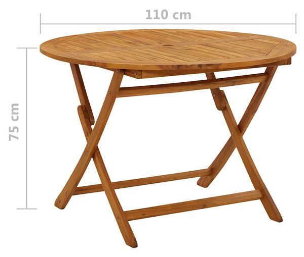 Tömör akácfa összecsukható kerti asztal 110 cm