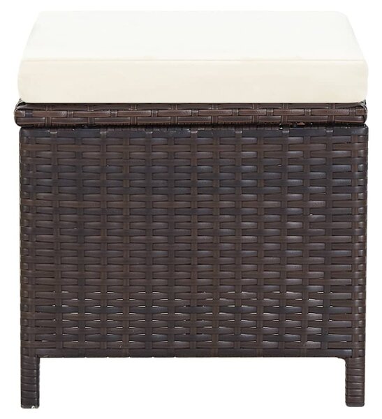 4 részes barna kerti polyrattan szék- és zsámolyszett