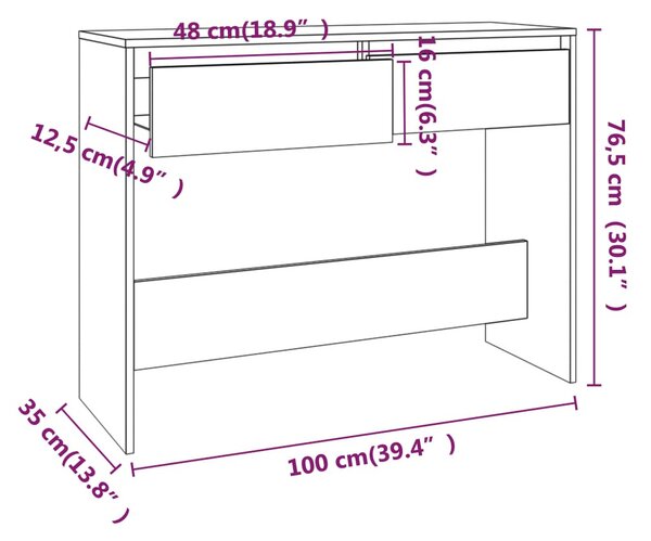 Betonszürke szerelt fa dohányzóasztal 100x35x76,5 cm